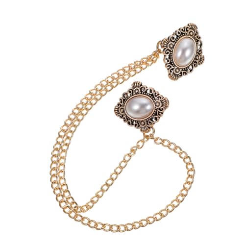 ROMISBABA Herrenbrosche mit Kette und Perle Retro Anstecknadel für Anzug Hemd Pullover und Schal Vielseitiges Modeaccessoire für Business und Freizeit Goldfarben von ROMISBABA
