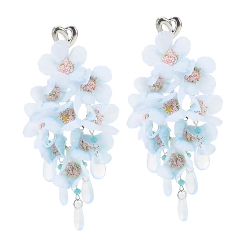 ROMISBABA Herz Blumen Ohrringe mit Quasten Sommerliche Kreative Schmuck Accessoires für Damen Urlaubsschmuck von ROMISBABA
