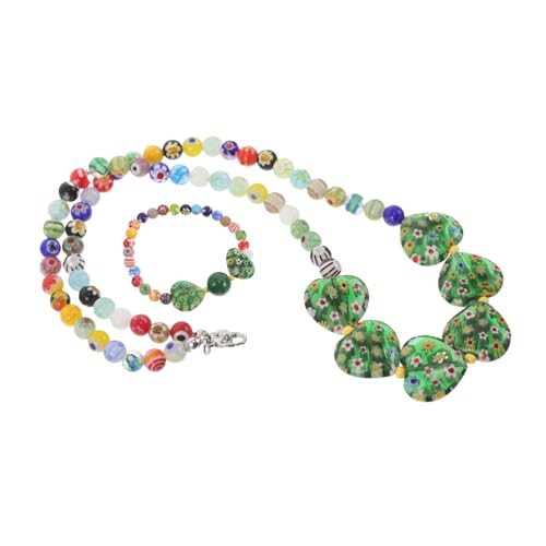 ROMISBABA Herz-schmuckset Für Damen Mit Halskette Und Armband Aus Glasperlen Kawaii-halskette Mit Herzanhänger Und Modeschmuck Armreif Mit Glasperlen von ROMISBABA