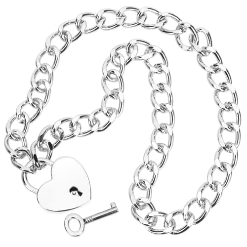 ROMISBABA Herz vorhängeschloss Kette Damen Leichter Herzanhänger Choker Schmuck für Partys Hochwertiges Doppelkettendesign Geschenkidee für Frauen und Männer von ROMISBABA