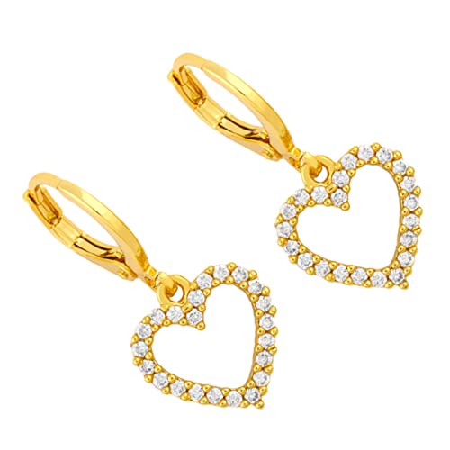 ROMISBABA Herzförmige Ohrhänger mit Strassbesatz Kupfer Ohrringe Schmuck für Frauen Modisch Elegant Geeignet für Festivals Partys Strand und Alltag von ROMISBABA