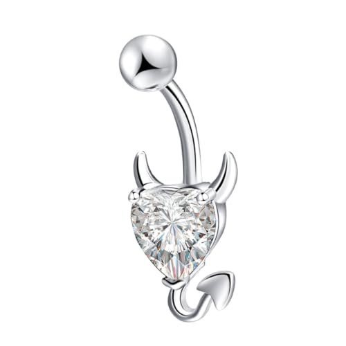 ROMISBABA Herzförmiges Bauchnabelpiercing mit Zirkonia Modisches Bauchnabel Schmuckstück Eleganter Nabelnagel für Damen Kreatives Design Langlebiger Perfektes Piercing Zubehör von ROMISBABA