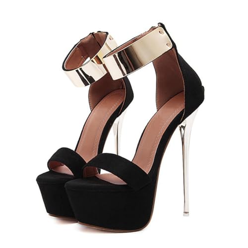 ROMISBABA High Heel Sandalen Damen Schwarz Hoher Absatz Sommer Schuhe Elegant Rutschfest Kreativ Design Für Strand Party Alltag von ROMISBABA