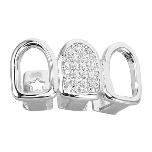 ROMISBABA Hip hop Zirkonia Zahngrills Silber Herren Damen Stylische Mundschmuck Party Accessoire Trendiges Design Komfortabel Vielseitig für Cosplay und Bühnenauftritte ROMISBABA Hip hop Zirkonia Zahngrills Silber Herren Damen Stylische Mundschmuck Party Accessoire Trendiges Design Komfortabel Vielseitig für Cosplay und Bühnenauftritte von ROMISBABA