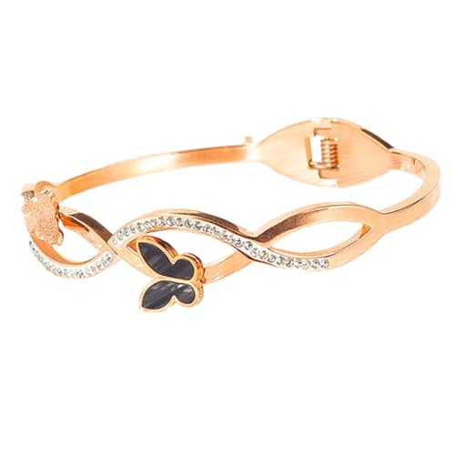 ROMISBABA Hohler Schmetterlingsarmreif Titanstahl Mattiertes Einfaches Design Leichter Armschmuck für Damen Langlebig und Vielseitig Tragbar von ROMISBABA