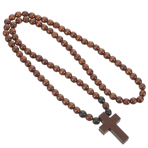ROMISBABA Holzkreuz Kette Für Herren Vintage Herren Halskette Mit Holzperlen Modische Kreuzanhänger Halskette Für Hip-hop-stil Und Verschiedene Anlässe von ROMISBABA