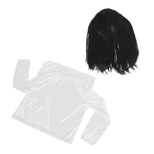 ROMISBABA Horror Braut Kleid Weißes Cosplay Kostüm mit Schwarzer Perücke Halloween Party Karneval Verkleidung für Damen und Mädchen von ROMISBABA