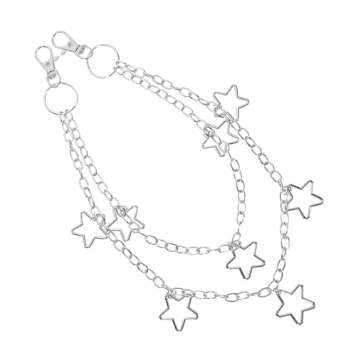 ROMISBABA Doppellagige Gürtelkette mit Sternanhänger für Damen Robuste Hosenkette Legierung Jeanskette für Handtaschen und Hosen von ROMISBABA