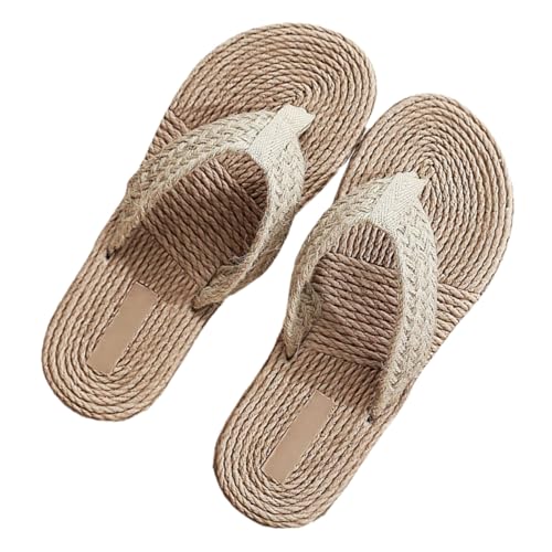 ROMISBABA Japanische Hausschuhe aus Atmungsaktivem Geflochtenem Hanfseil Leichte Indoor Slipper für Sommer Rutschfest Modisch und Angenehm Geeignet für Damen und Herren von ROMISBABA