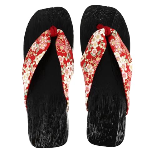 ROMISBABA Japanische Holzclogs Damen Sommer Hausschuhe mit Hohem Absatz Bequeme Barfußschuhe Modische Pantoletten für Damen Strand und Alltag von ROMISBABA