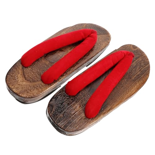ROMISBABA Japanische Holzclogs Herren Sandalen Flache Rutschfeste Pantolette Stilvoll Langlebig für Alltag und Bühne Komfortable Leichte Fußbekleidung mit Strapazierfähiger Sohle von ROMISBABA