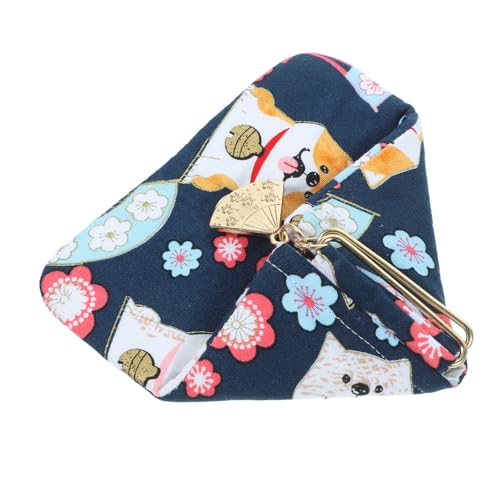 ROMISBABA Japanischer Stil Geldbörse mit Katzenmotiv Faltbarer Dreieck Beutel aus Baumwolle Magnetischer Verschluss Multifunktionale Damen Münzgeldbörse Geräumig und Langlebig Modisches von ROMISBABA