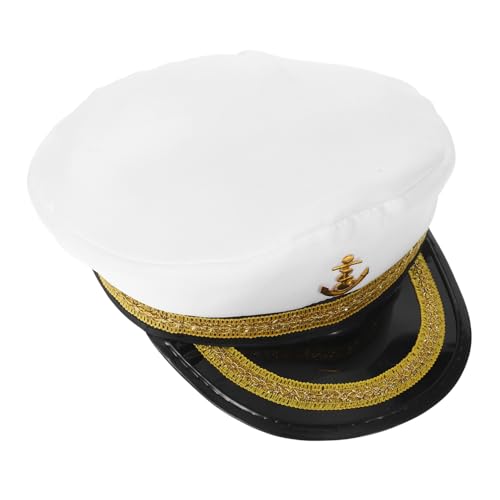 ROMISBABA Kapitänshut für Damen Herren Einstellbare Matrosenmütze mit UV für Karneval Kostümparty Freizeitaktivitäten Weißer Seemannshut für Erwachsene von ROMISBABA