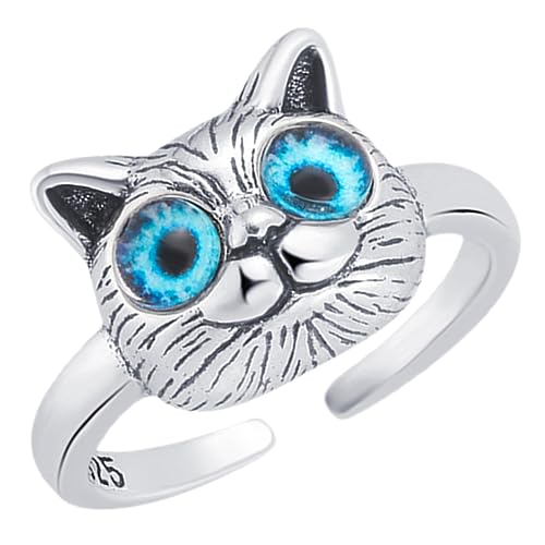 ROMISBABA Katze Ring für Damen Verstellbarer Fingerring Katzenform Lustiges Schmuckstück für Mädchen als für Besondere Anlässe von ROMISBABA