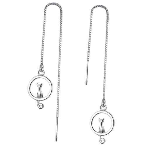ROMISBABA Katzen Quasten Ohrringe für Damen Silberne Threader Ohrhänger aus Hochwertigem Kupfer Lange Leichte Ohrschmuck für Teenager und Vielseitige Outfits von ROMISBABA