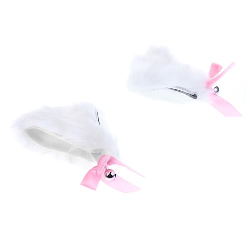 ROMISBABA Katzenohren Haarclip Weiß Flauschig Langhaarig Cosplay Party Kostüm Zubehör Damen Halloween Plüsch Niedlich von ROMISBABA