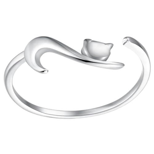 ROMISBABA Verstellbarer Katzenring für Frauen Offener Ring Süßer Tierring für Mädchen Zartes Design für Partys und Besondere Anlässe von ROMISBABA