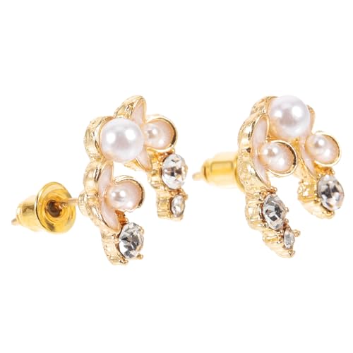 ROMISBABA Kleine Goldene Blütenohrringe mit Perle und Strass Hypoallergene Ohrstecker für Damen Leichte Einzigartige Schmuckstücke für Frühling und Sommer Elegantes Design Modische von ROMISBABA