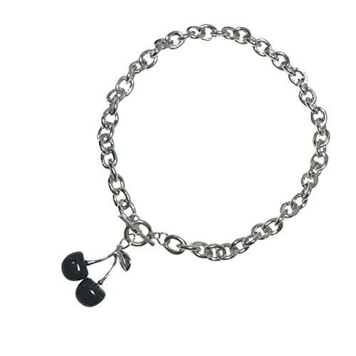 ROMISBABA Kleine Kirschen Halskette Damen Titanstahl Zarte Schlüsselbein Kette Modisch Hautfreundlich Langlebig Accessoire von ROMISBABA