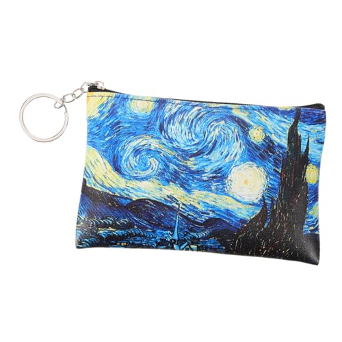 ROMISBABA Kleine Pu Münzbörse mit Reißverschluss und Schlüsselring Damen Geldbeutel mit Sternenhimmel Muster Leicht Robust und Tragbar für Münzen und Kleine Gegenstände von ROMISBABA