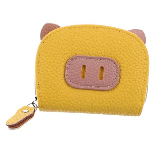 ROMISBABA Kleiner Süßer Piggy Coin Purse Für Frauen Zippered Münzbeutel Mit Mehreren Kartenfächern Tragbare Geldbörse in Gelb Für Mädchen Und Frauen Für Reisen Und Alltag von ROMISBABA