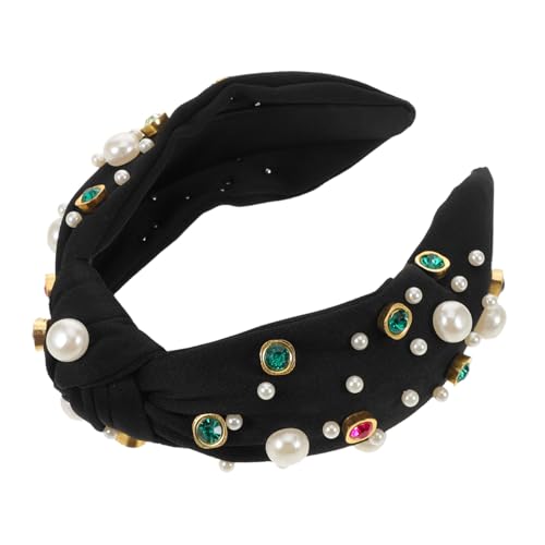 ROMISBABA Knotted Stirnband mit Strass und Falschen Perlen Elegantes Weiches und Leichtes Haarband für Damen Vielseitiges Modeaccessoire für Alltag Party und Formelle Anlässe von ROMISBABA