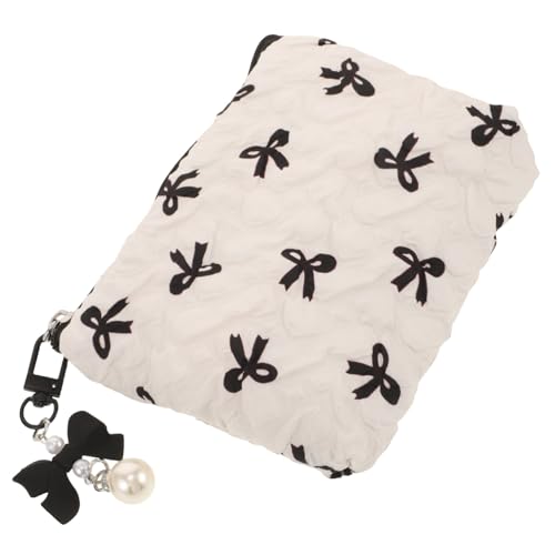 ROMISBABA Kosmetiktasche mit Schleifen Design Langlebig Leicht zu Reinigen Kosmetischer Reise Organizer Kleine Makeup Bag für Damen Stilvolle Multifunktionale Kulturtasche von ROMISBABA