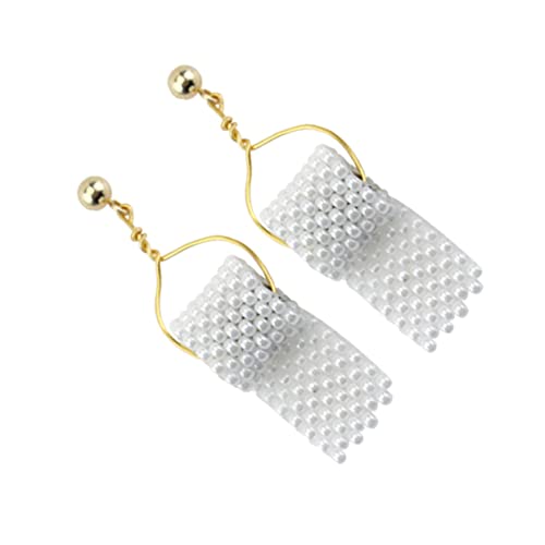 ROMISBABA Kreative Rollpapier Ohrringe mit Perlenanhänger Besonderes Eardrop Schmuckset für Frauen und Mädchen Langlebiges Material Facettierte Details Schmuckdekoration Weiß von ROMISBABA