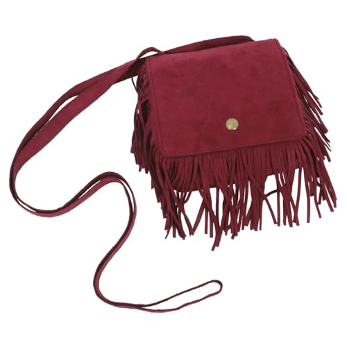 ROMISBABA Kreative Umhängetasche mit Fransen Einzelne Schultertasche Niedliche Mädchen Geldbörse für Alltag Fotorequisit und Geschenk Rote Crossbody Tasche von ROMISBABA