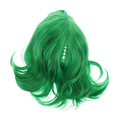 ROMISBABA Kurze Grüne Bob Perücke mit Schal Gewellte Cosplay Perücke für Lustige Kostümpartys Vielseitig für Halloween Geburtstagsfeiern und Rollenspiele Geeignet von ROMISBABA
