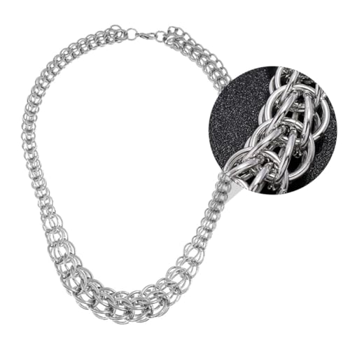 ROMISBABA Kurzmassige Grobe Edelstahl Halskette Modische Silberne Schlüsselbein Schmuck Langlebig Leicht Tragbar Vielseitig für Partys und Alltag Geeignet von ROMISBABA