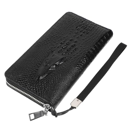 ROMISBABA Lange Herren Geldbörse mit Alligator Prägung Große Kapazität Multifunktional für Karten Handy und Geld Modische Bifold Handtasche Robustes Schwarzes Portemonnaie von ROMISBABA