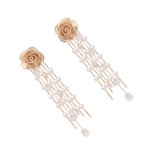 ROMISBABA Lange Quastenohrringe Damen Retro Ohrhänger mit Blumenmotiv Silberstecker Eleganter Perlenschmuck für Festliche Anlässe und Besondere Geschenke von ROMISBABA