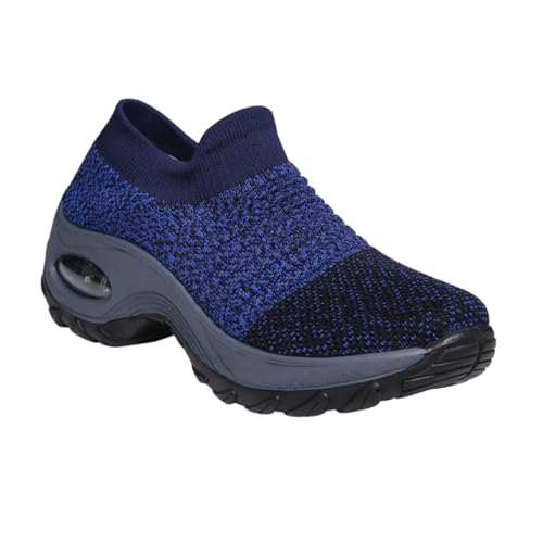 ROMISBABA Leichte Damen Sportschuhe Design Schnürsenkellos Atmungsaktiv Angenehm Für Laufen Walking Outdoor Freizeit Blau von ROMISBABA
