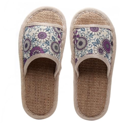 ROMISBABA Leinen Hausschuhe Für Damen Leichte Und Geräuschlose Sandalen Aus Baumwoll-leinen Atmungsaktiv Für Heimgebrauch Dusche Und Badezimmer von ROMISBABA