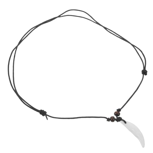 ROMISBABA Leichte Halskette mit Wolfszahn Anhänger Modischer Tribal Schmuck für Damen und Herren Komfortabel für Alltag Party und Outdoor Einzigartiges Design Feine Verarbeitung Weiß von ROMISBABA