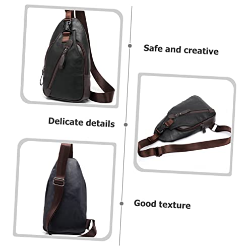 ROMISBABA Leichte PU Herren Brusttasche Wasserabweisend Sling Bag Tragbare Umhängetasche für Outdoor Business Reisen Sport Crossbody Tasche für Smartphone Schlüssel Geldbörse von ROMISBABA