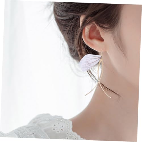 ROMISBABA Leichte Retro Ohrhänger mit Filigranem Schmetterlingsflügel design Lange Baumelnd Modische Persönlichkeit Weiße Kreative Flügelohrringe aus Hochwertigem Kunststoff für Alltag und von ROMISBABA