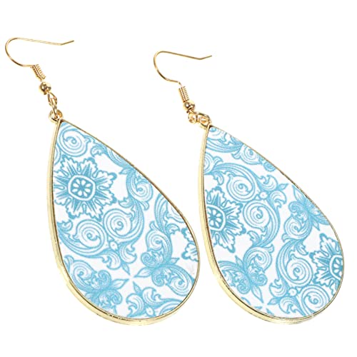 ROMISBABA Leichte Tropfenförmige Ohrhänger für Damen Filigrane Blaue Dangle Earrings im Barockstil Langlebig und Komfortabel Geeignet für Teenager und Sommeroutfits von ROMISBABA