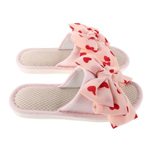 ROMISBABA Leinen-hausschuhe Für Damen: Atmungsaktive Hausschuhe Mit Offener Spitze Und Schleifendetail – Bequeme Stoffsandalen Für Den Sommer – Schuhwerk Für Zuhause von ROMISBABA