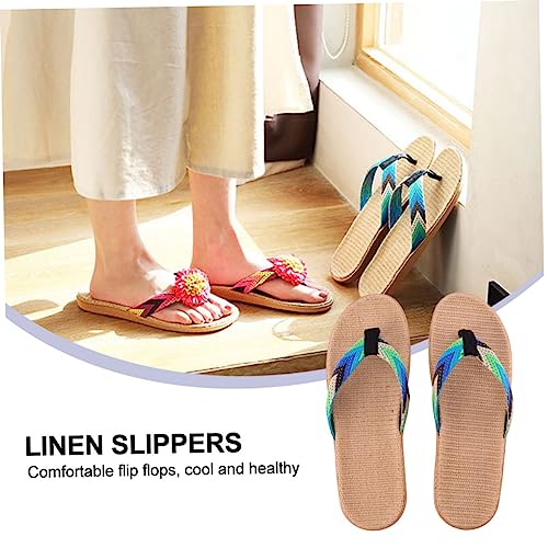 ROMISBABA Leinengeflecht Hausschuhe Rutschfest Flach Freizeit Strand Flip Flops Blau Grün Bequeme Sandalen für Alltag und Dusche ROMISBABA Leinengeflecht Hausschuhe Rutschfest Flach Freizeit Strand Flip Flops Blau Grün Bequeme Sandalen für Alltag und Dusche von ROMISBABA
