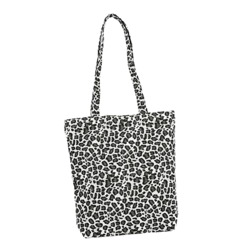 ROMISBABA Leopard Print Canvas Umhängetasche Damen Große Tragetasche Schultertasche Lässige Tote mit Großem Fassungsvermögen für Shopping Reisen Alltag von ROMISBABA