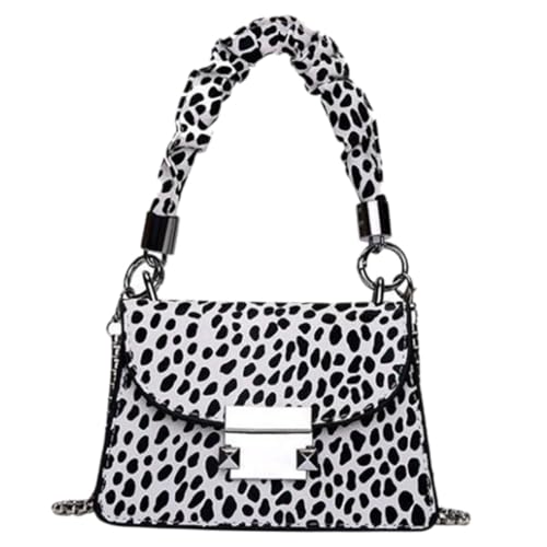 ROMISBABA Leopard Print PU Crossbody Bag Damen Umhängetasche Wasserabweisend Moderne Schultertasche mit Abnehmbarem Metallkettenriemen für Alltag Party Shopping von ROMISBABA