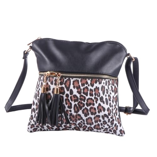 ROMISBABA Leopardmuster Umhängetasche Damen Fransen Single Shoulder Bag Modisch Leicht Kompakt für Alltag Party Reise von ROMISBABA