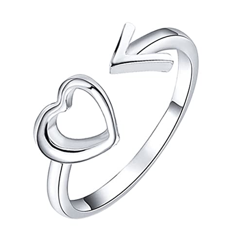 ROMISBABA Liebesschwanzring Offener Bandring Einstellbarer Offener Ring Verstellbarer Pfeilring Ring Für Frauen Herzförmige Ringe Herzring Aus Metall Liebe Freundschaftsring Handring Kupfer von ROMISBABA
