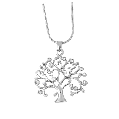 ROMISBABA Life Tree Anhänger Halskette Silber Damen Schmuck mit Zirkonia Strass Modisches Design Langlebiges Legierungsmaterial Eleganter Kettenanhänger für und Alltag von ROMISBABA