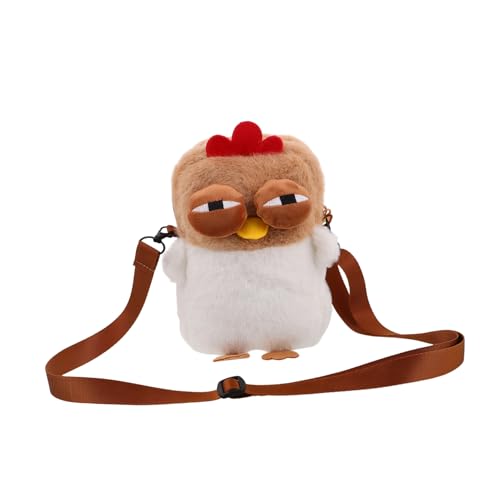 ROMISBABA Lustige Plüsch Huhn Umhängetasche für Mädchen Kleine Schultertasche mit Großem Fassungsvermögen Niedliches Cartoon Hühnchen Design Trendiger Fauler Stil von ROMISBABA