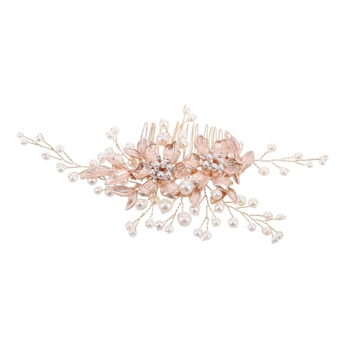 ROMISBABA Luxuriöser Braut Haarkamm mit Perlen und Funkelnden Strasssteinen Filigran Handgefertigt Leicht und Komfortabel Eleganter Haarschmuck für Hochzeit und Festliche Anlässe von ROMISBABA