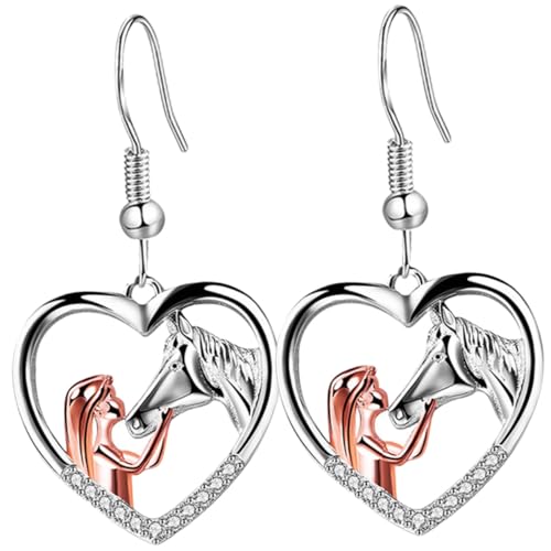 ROMISBABA Mädchen Pferde Ohrringe Leichtes Metall Design Kreative Ohrhänger Modischer Schmuck Geschenk für Pferdefans und Reiterinnen Vielseitig Kombinierbar zu Vielen Outfits von ROMISBABA