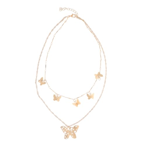ROMISBABA Mehrlagige Damen Halskette mit Unregelmäßigem Metallanhänger Modischer Schmuck Langlebiges Material Elegantes Design für Party Urlaub und Alltag Goldfarben von ROMISBABA